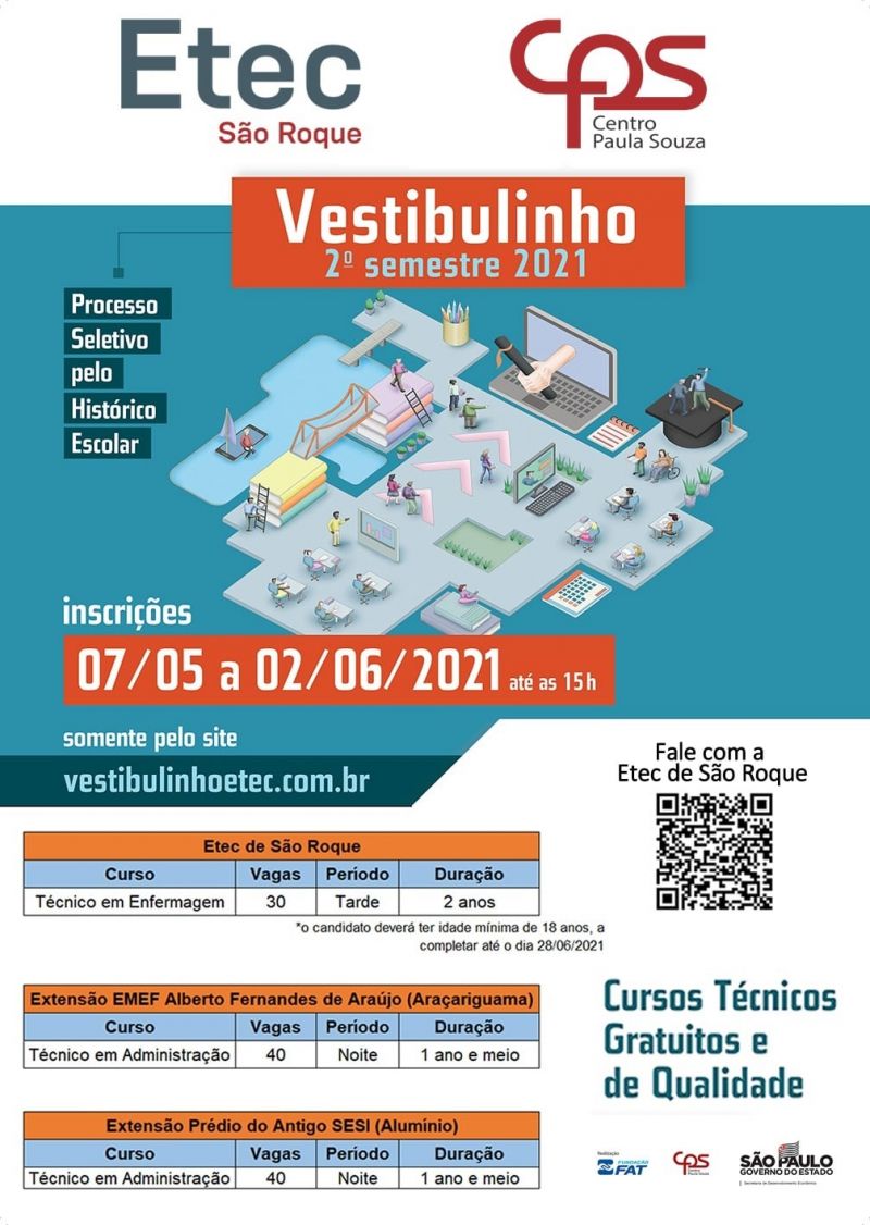 Etec: inscrições do Vestibulinho para cursos técnicos gratuitos